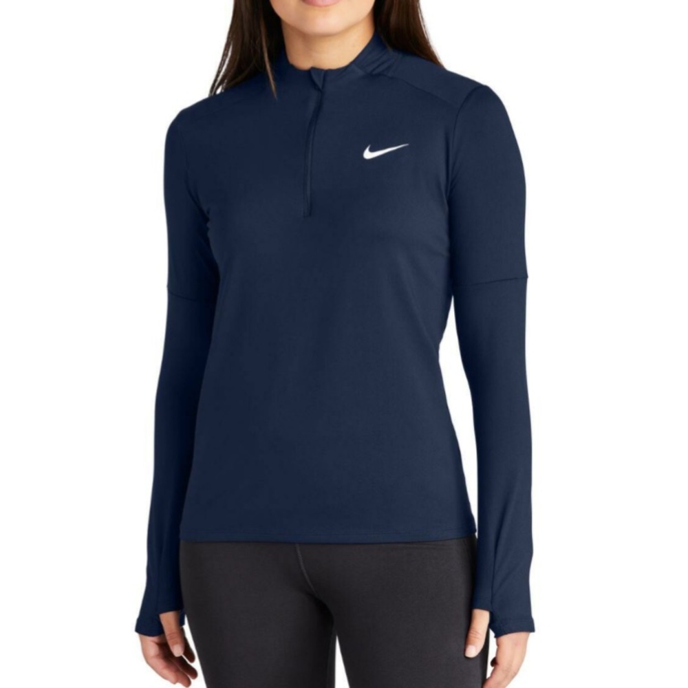 Nike Women's Navy Blue Long Sleeve Half-Zip Top